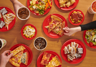 Cicis buffet plates on a table